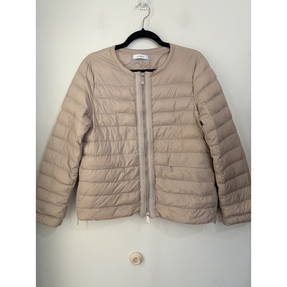 Peserico Italian Down Puffer Jacket Womens 48 US 12 XL Nude Beige 80% Duck
